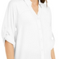 Camisa túnica feminina Alfani Roll Tab, branca, tamanho grande