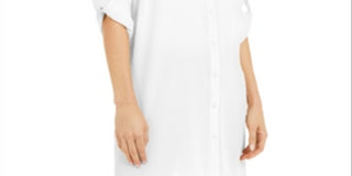 Camisa túnica feminina Alfani Roll Tab, branca, tamanho grande