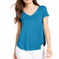 Camiseta feminina Alfani de malha com decote em V, azul, tamanho grande