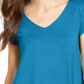 Camiseta feminina Alfani de malha com decote em V, azul, tamanho grande