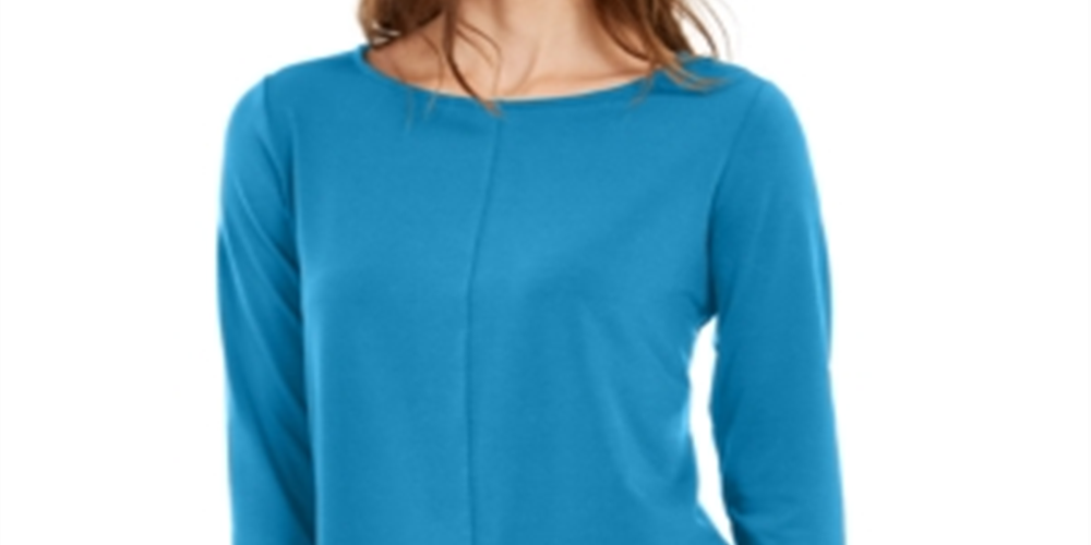 Túnica feminina Alfani manga 3/4 azul tamanho extragrande