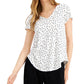 Blusa feminina estampada com decote em V, tamanho X-G, branca, Alfani