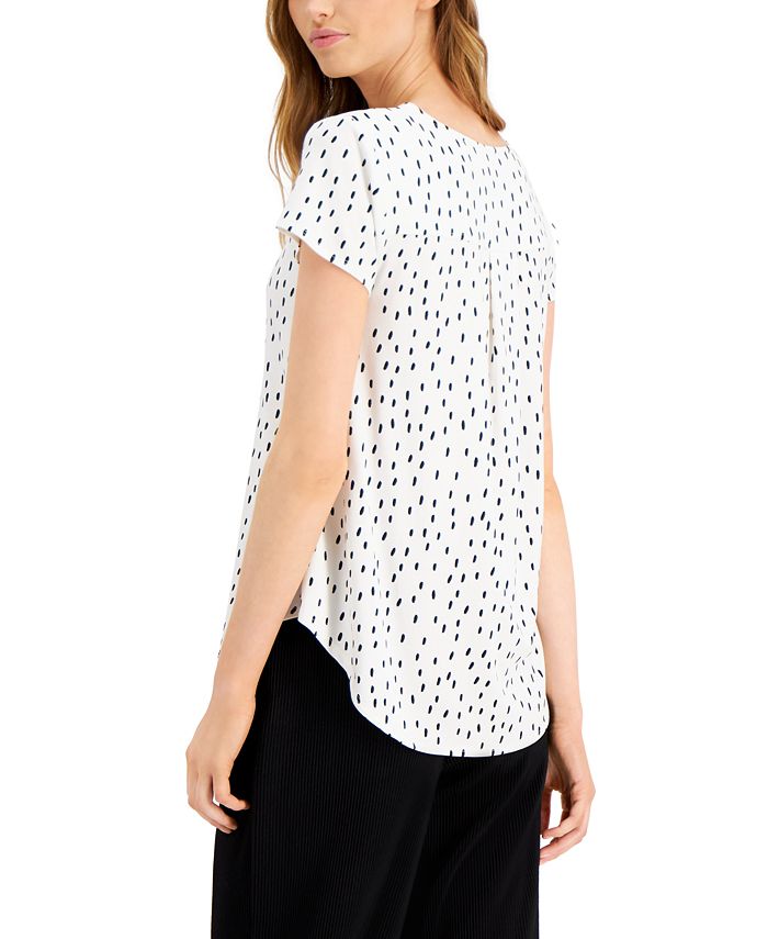 Blusa feminina estampada com decote em V, tamanho X-G, branca, Alfani