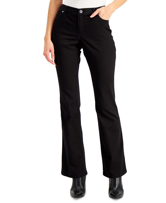 Calça jeans feminina Bootcut de cintura média da INC International Concepts, preta, tamanho 14, pequena