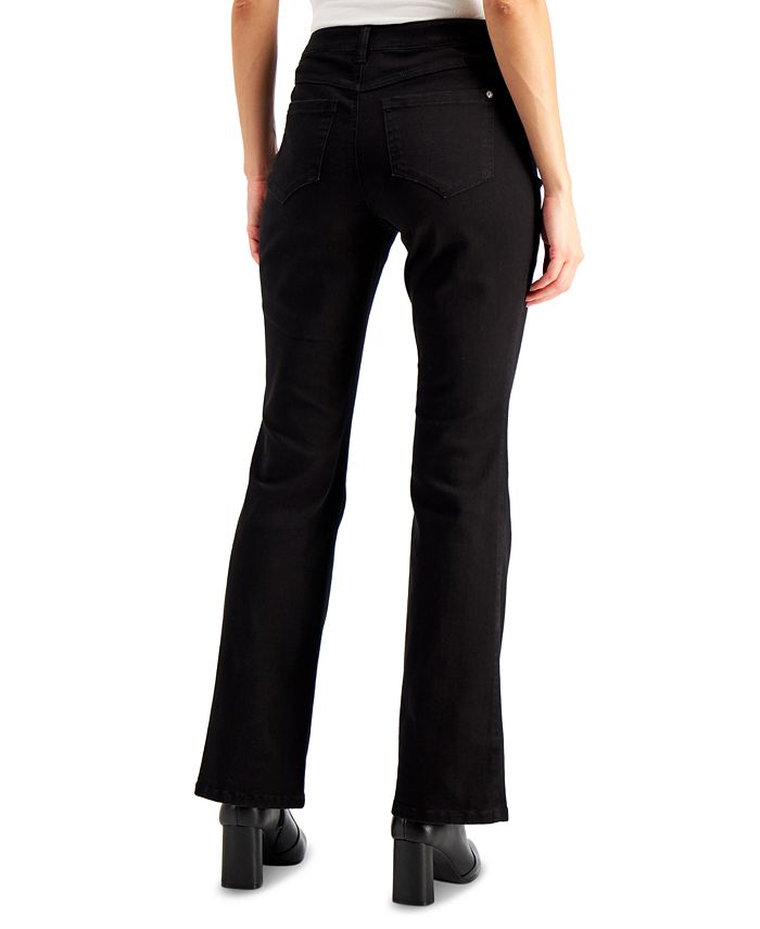 Calça jeans feminina Bootcut de cintura média da INC International Concepts, preta, tamanho 14, pequena
