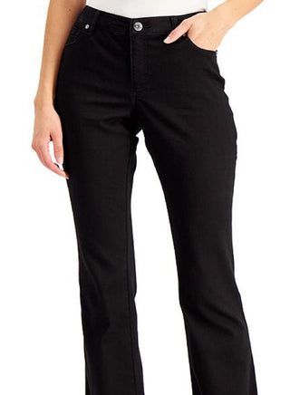 Calça jeans feminina Bootcut de cintura média da INC International Concepts, preta, tamanho 14, pequena