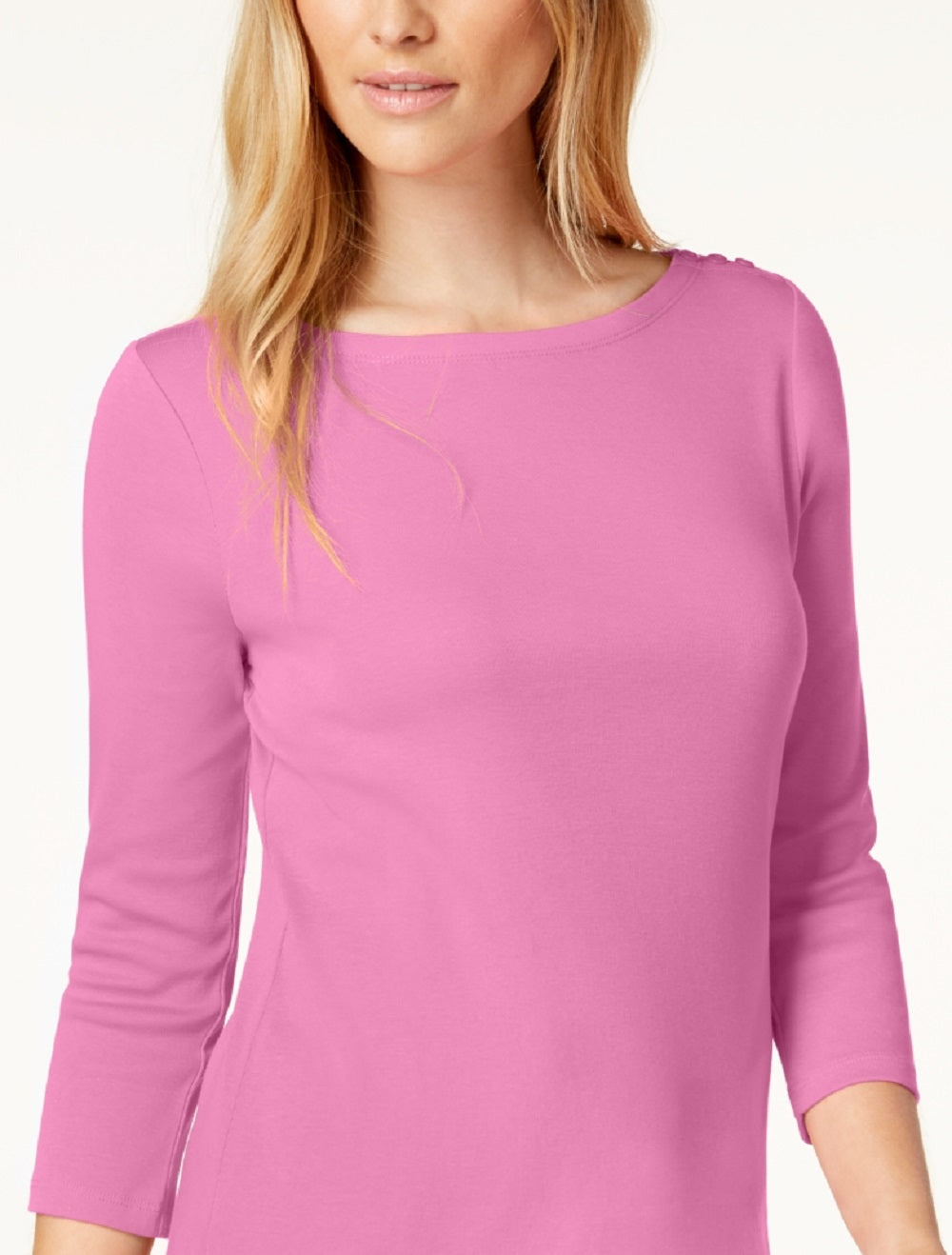 Charter Club Top feminino de algodão Pima com decote canoa, rosa, tamanho XX-G