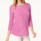 Charter Club Top feminino de algodão Pima com decote canoa, rosa, tamanho XX-G