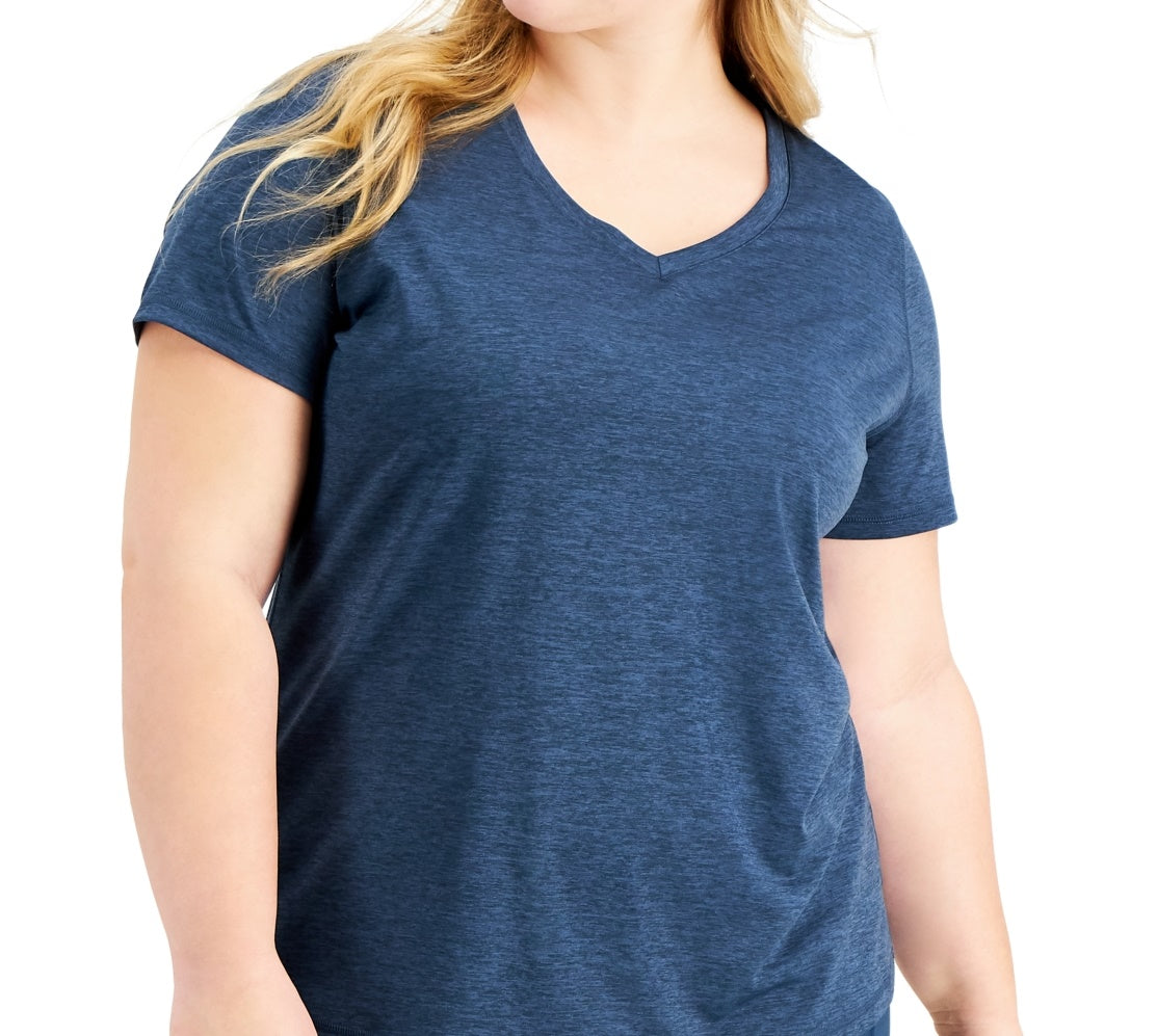Camiseta feminina ID Ideology Plus Rapidry com decote em V e manga curta, tamanho 1X