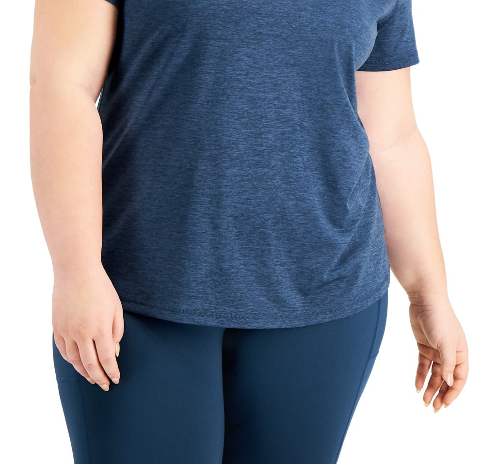 Camiseta feminina ID Ideology Plus Rapidry com decote em V e manga curta, tamanho 1X