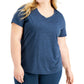 Camiseta feminina ID Ideology Plus Rapidry com decote em V e manga curta, tamanho 1X