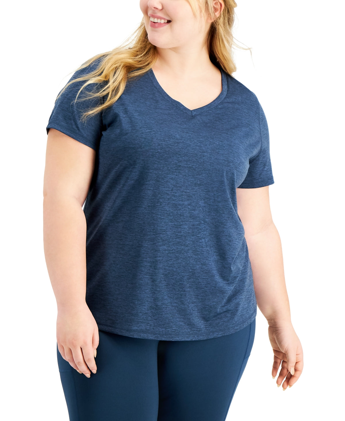 Camiseta feminina ID Ideology Plus Rapidry com decote em V e manga curta, tamanho 1X