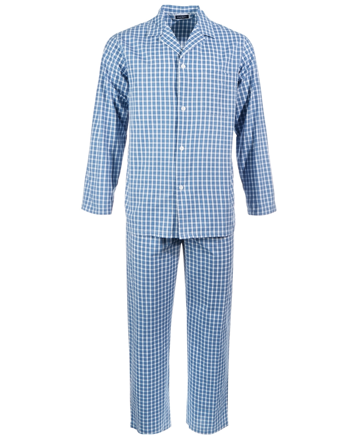Conjunto de pijama xadrez masculino Club Room com janela pequena, azul, tamanho XX-G
