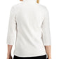 Karen Scott Blusa feminina de algodão com zíper e gola alta, branca, tamanho médio