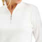 Karen Scott Blusa feminina de algodão com zíper e gola alta, branca, tamanho médio