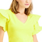 Blusa feminina com mangas franzidas INC International Concepts, amarela, tamanho médio