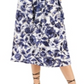 Vestido feminino de algodão estampado com ombros de fora e babados, tamanho grande, azul, da INC International Concepts