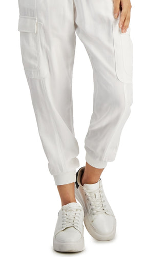 Calça jogger feminina utilitária INC International Concepts, branca, tamanho médio