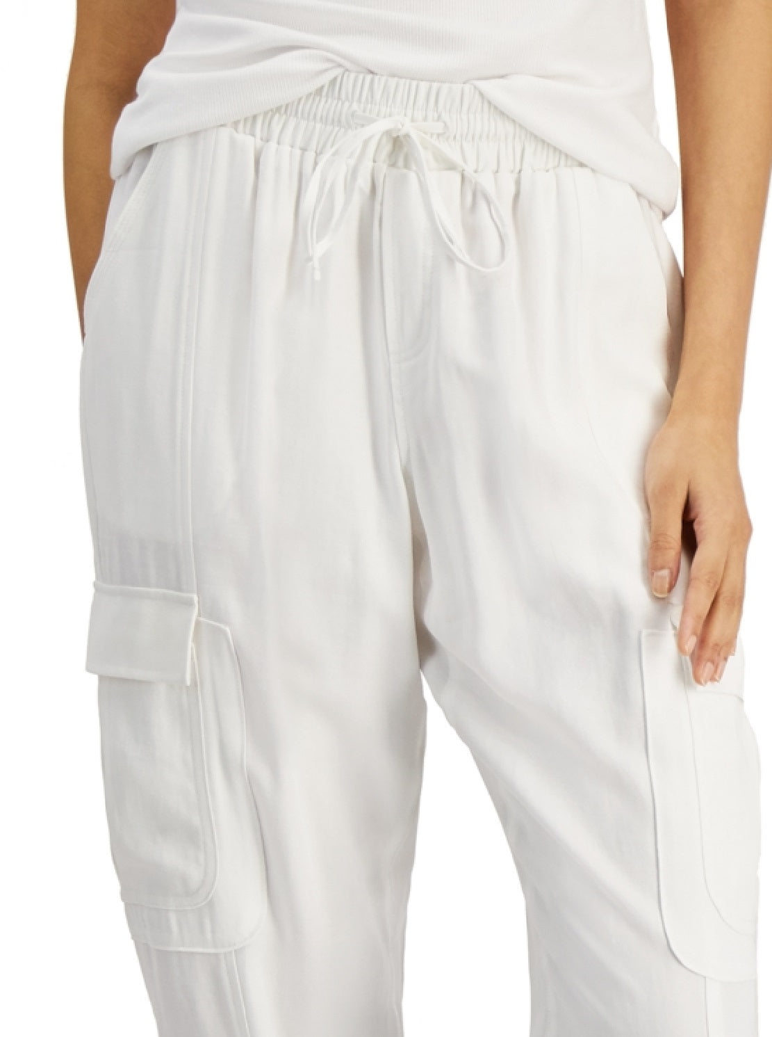 Calça jogger feminina utilitária INC International Concepts, branca, tamanho X-G