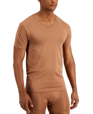Alfani Men's Mesh V Neck T-Shirt Brown Size X-Large