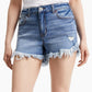 Shorts desfiados de cintura alta femininos INC International Concepts, azul, tamanho 4