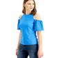 Blusa feminina INC International Concepts com manga balão e ombro vazado, azul, tamanho pequeno