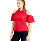 INC International Concepts Top feminino com manga balão e ombros descobertos, vermelho, tamanho XX-G