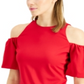 INC International Concepts Top feminino com manga balão e ombros descobertos, vermelho, tamanho XX-G