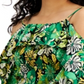 Blusa feminina estampada com ombros descobertos, verde, tamanho extragrande, da INC International Concepts