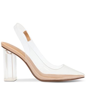 Wild Pair Dharma Slingback Transparente Vinil Sapatos Marrom Tamanho 7,5 M