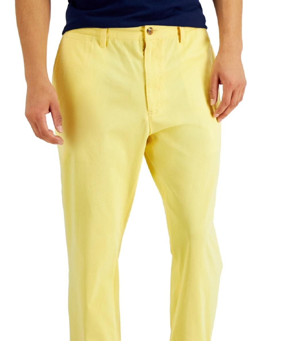 Calça elástica masculina Club Room Four Way Stretch amarela tamanho 36x30