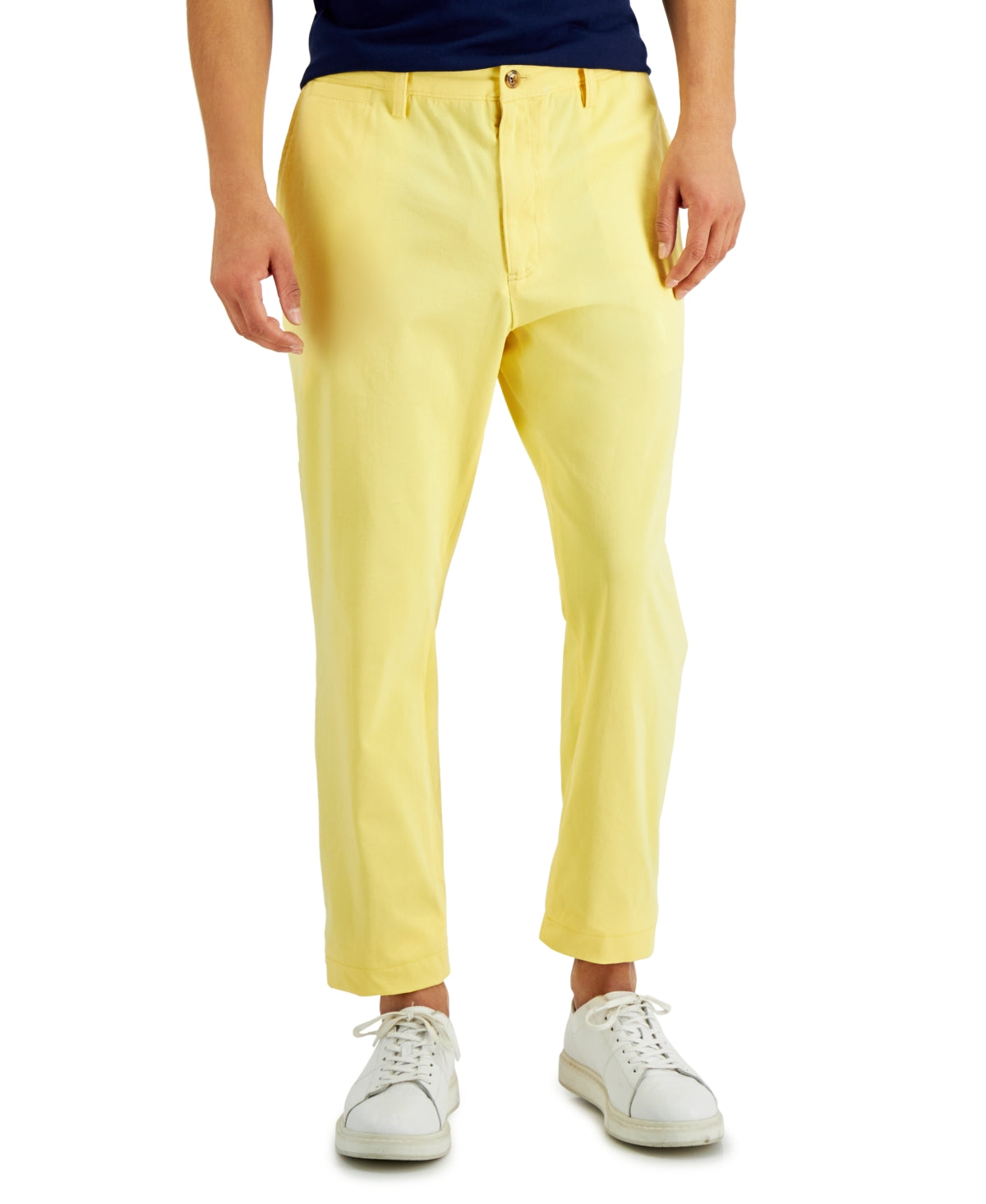 Calça elástica masculina Club Room Four Way Stretch amarela tamanho 36x30