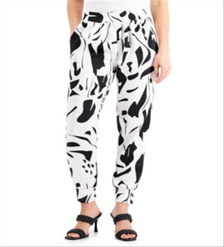 Calça jogger feminina estampada INC International Concepts, branca, tamanho X-Large