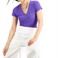 Blusa feminina com decote em V canelado INC International Concepts, roxa, tamanho extragrande