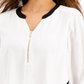 Blusa feminina colorblock da coleção JM, branca, tamanho X-G