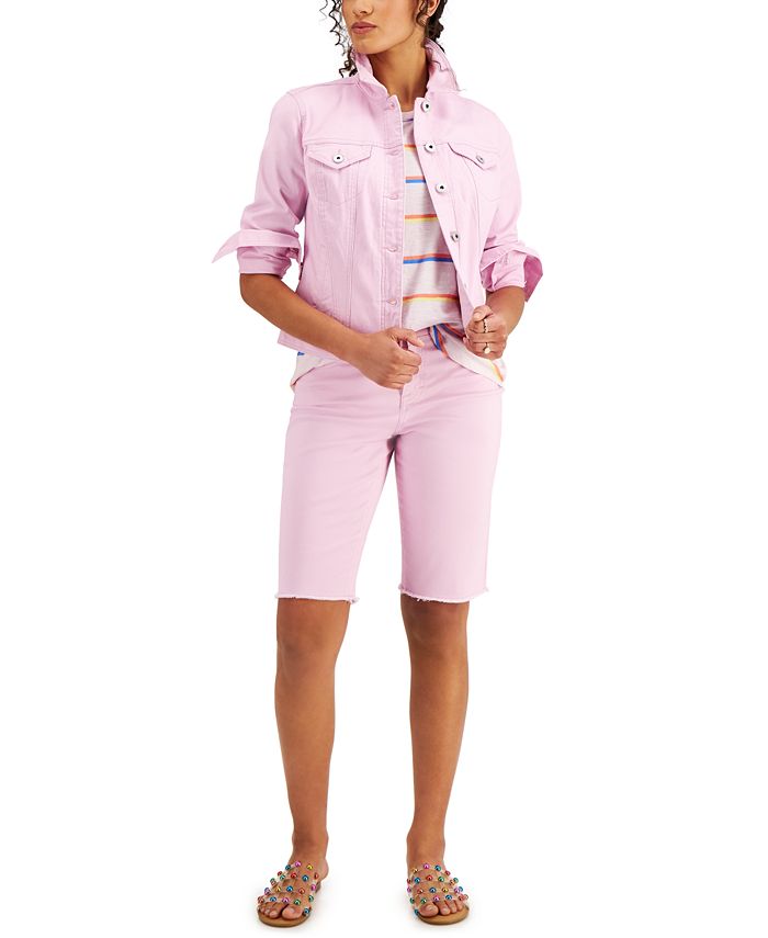 Jaqueta jeans feminina Style &amp; Co rosa tamanho X-Large
