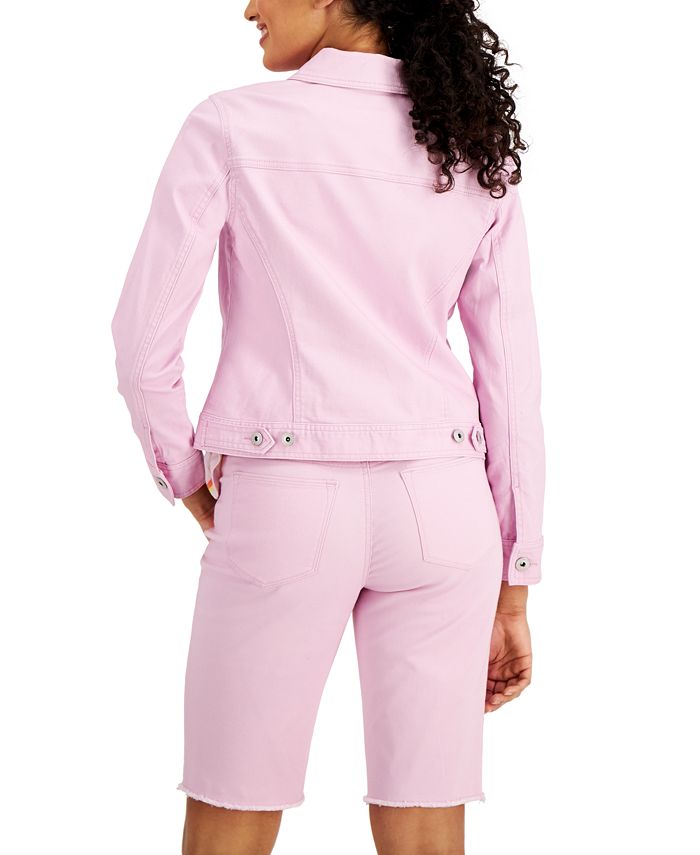 Jaqueta jeans feminina Style &amp; Co rosa tamanho X-Large