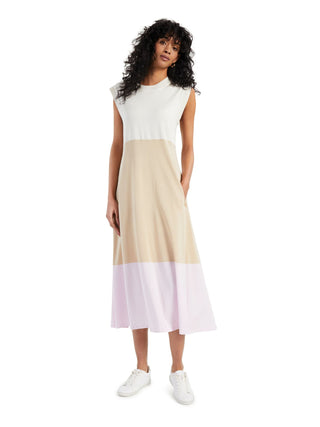 Vestido longo feminino Alfani Modern Lounge Colorblocked, branco, tamanho grande