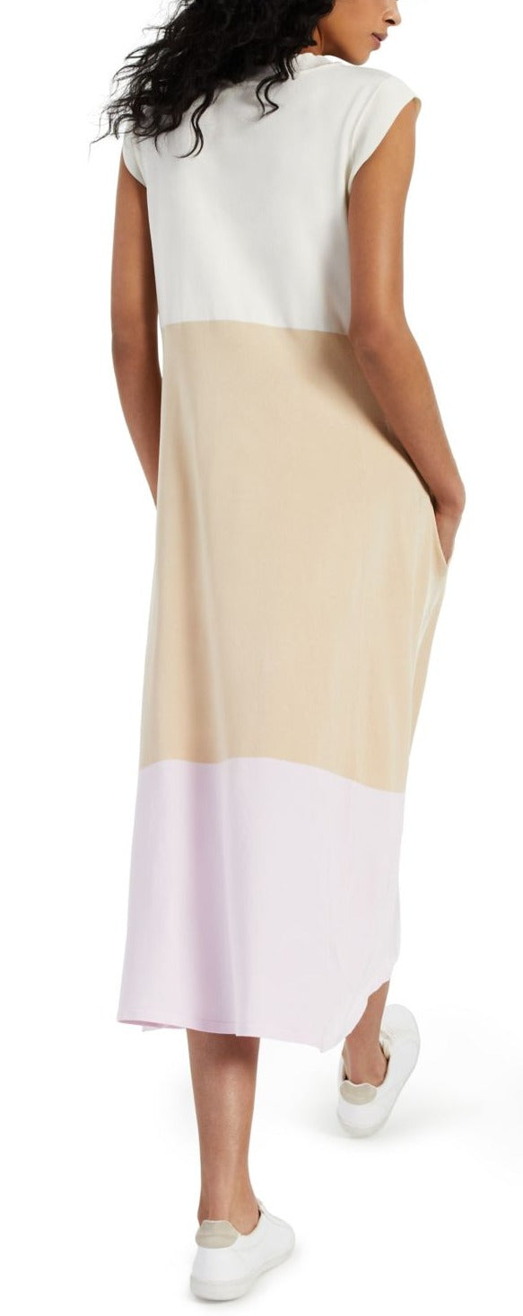 Vestido longo feminino Alfani Modern Lounge Colorblocked, branco, tamanho grande