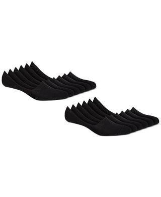 Meias Club Room Masculinas No Show, Pacote com 12, Pretas, Tamanho Regular