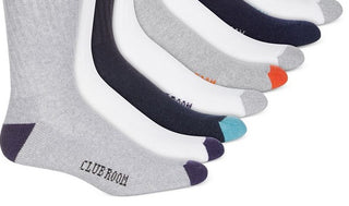 Pacote com 8 meias listradas masculinas Club Room, azul, tamanho regular