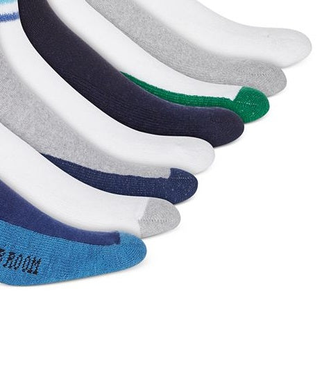 Pacote com 8 meias listradas masculinas Club Room, tamanho regular, verde