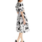 Vestido feminino estampado com manga bufante e recorte, tamanho pequeno, branco, da INC International Concepts