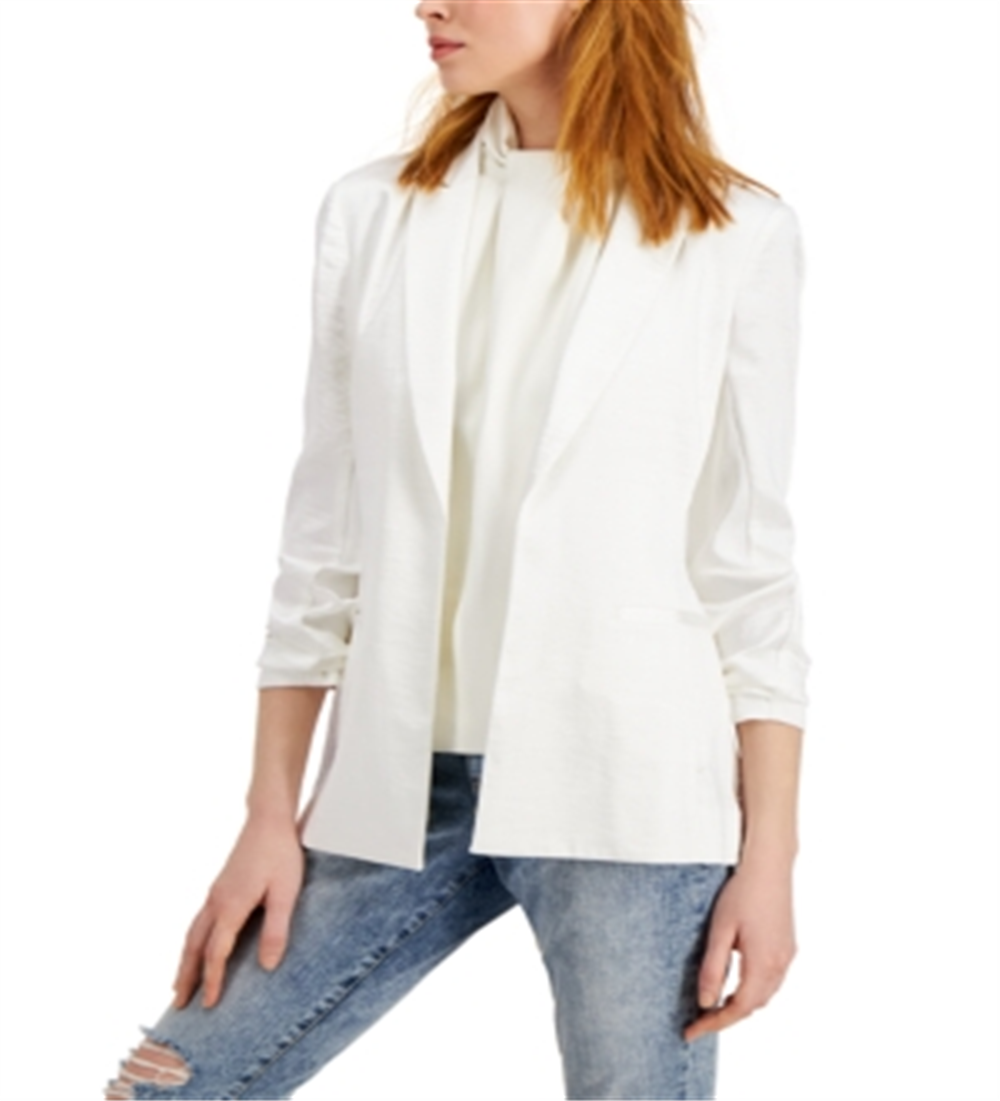 Blazer feminino de cetim aberto na frente, tamanho médio, da INC International Concepts
