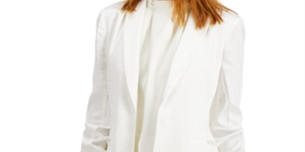 Blazer feminino de cetim aberto na frente, tamanho médio, da INC International Concepts