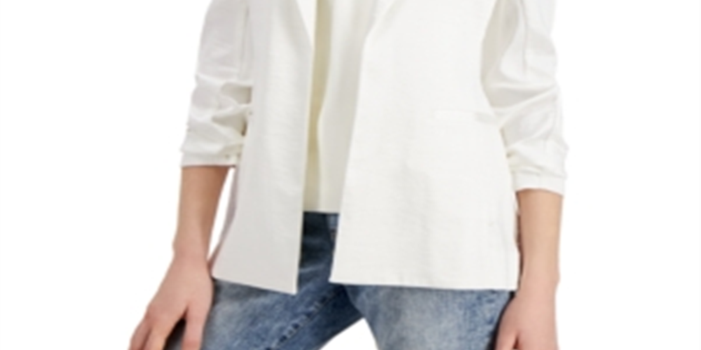 Blazer feminino de cetim aberto na frente, tamanho médio, da INC International Concepts