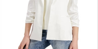 Blazer feminino de cetim aberto na frente, tamanho médio, da INC International Concepts