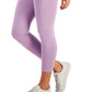 ID Ideology Leggings femininas de cintura alta com bolso lateral e comprimento 7/8, roxas, tamanho pequeno