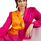 Blusa feminina com blocos de cores e frente torcida, tamanho grande, rosa, da INC International Concepts