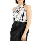 Blusa feminina sem mangas com recorte estampado INC International Concepts, branca, tamanho X-S